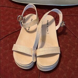 Anne Klein Cream Sandals with Buckle